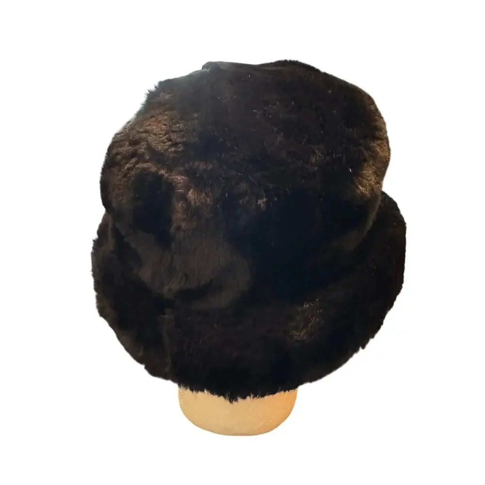 Vtg St. Michael x Marks & Spencer Black Faux Fur Russian Style Cossack Hat
